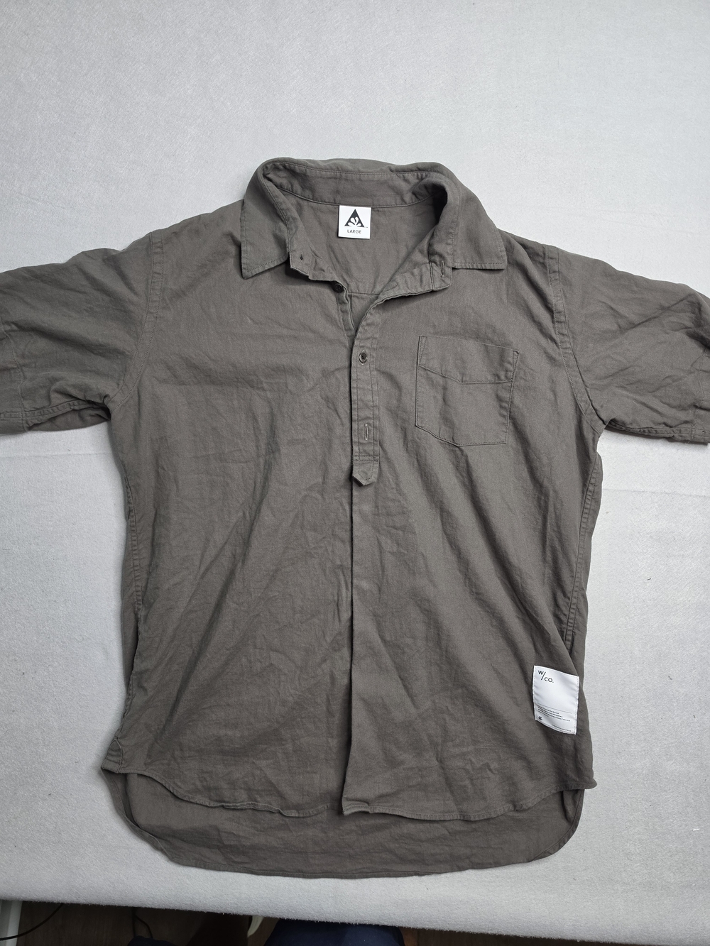Wasted Collective Gray Button Down Large Good Times Do Good Made Japan - Picture 2 of 8
